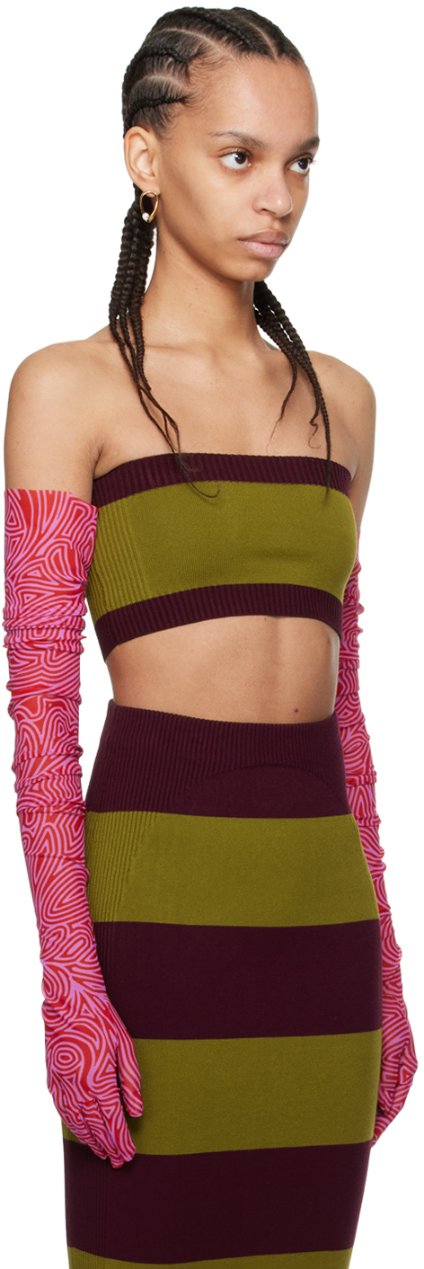 Shop Dries Van Noten Burgundy & Khaki Striped Tank Top In 357 Auber