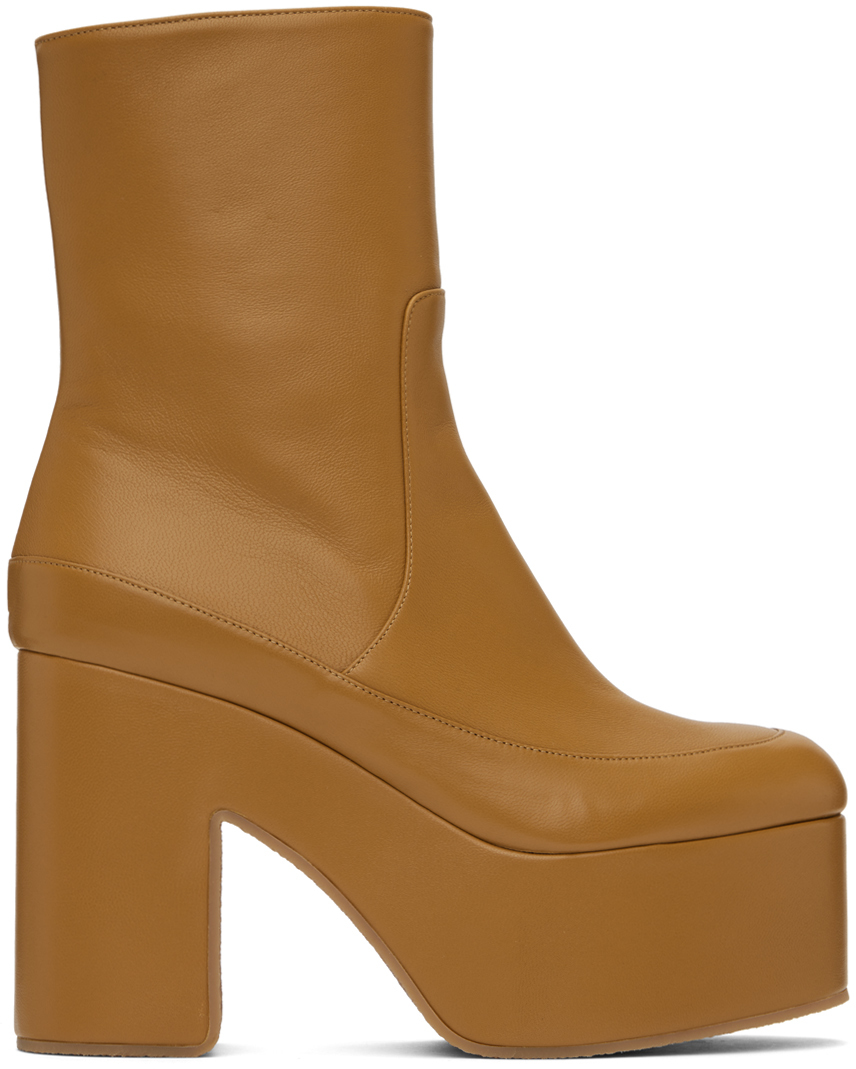 Yellow Heeled Leather Boots