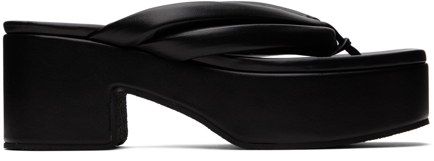 Shop Dries Van Noten Black Padded Leather Heeled Sandals In 900 Black