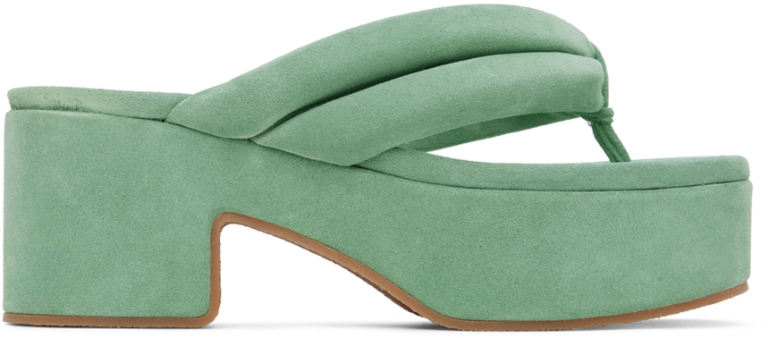 Shop Dries Van Noten Green Platform Thong Sandals In 503 Turquoise