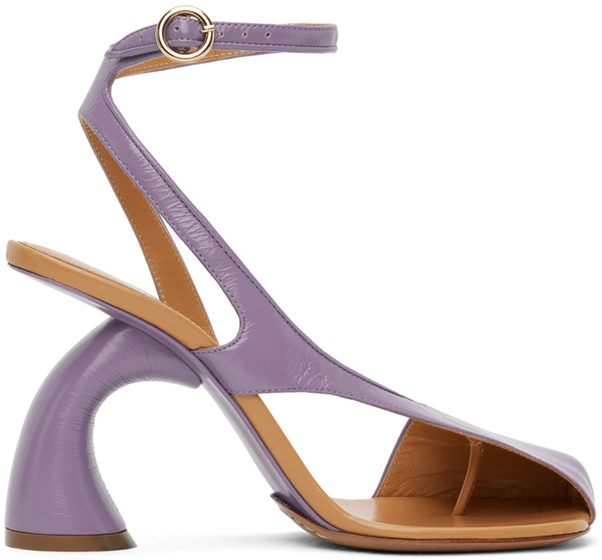 Purple Leather Heeled Sandals
