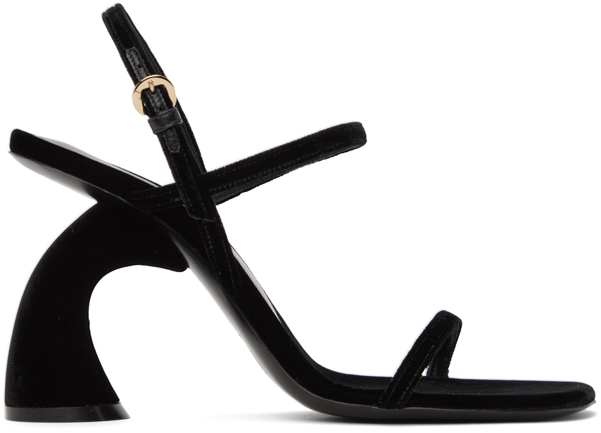 Shop Dries Van Noten Black Slingback Heeled Sandals In 900 Black