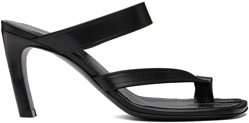 Black Thong Heeled Sandals