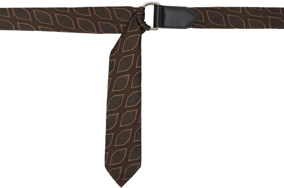 Shop Dries Van Noten Brown Tie Belt In 704 Dark Brown