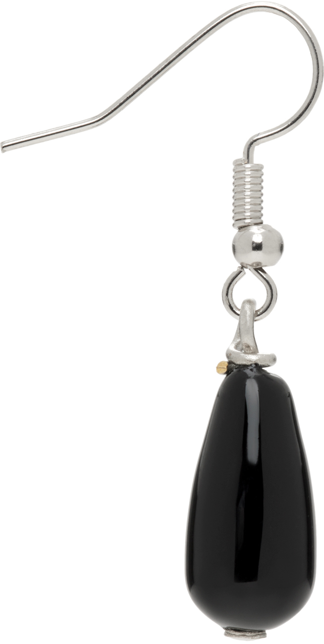 Silver & Black Single Drop Earring