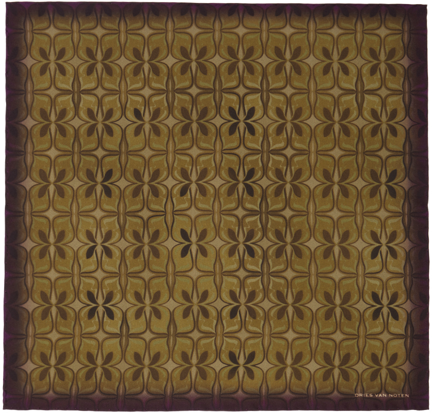 Dries Van Noten Beige Printed Pocket Square In 977 Dessin C
