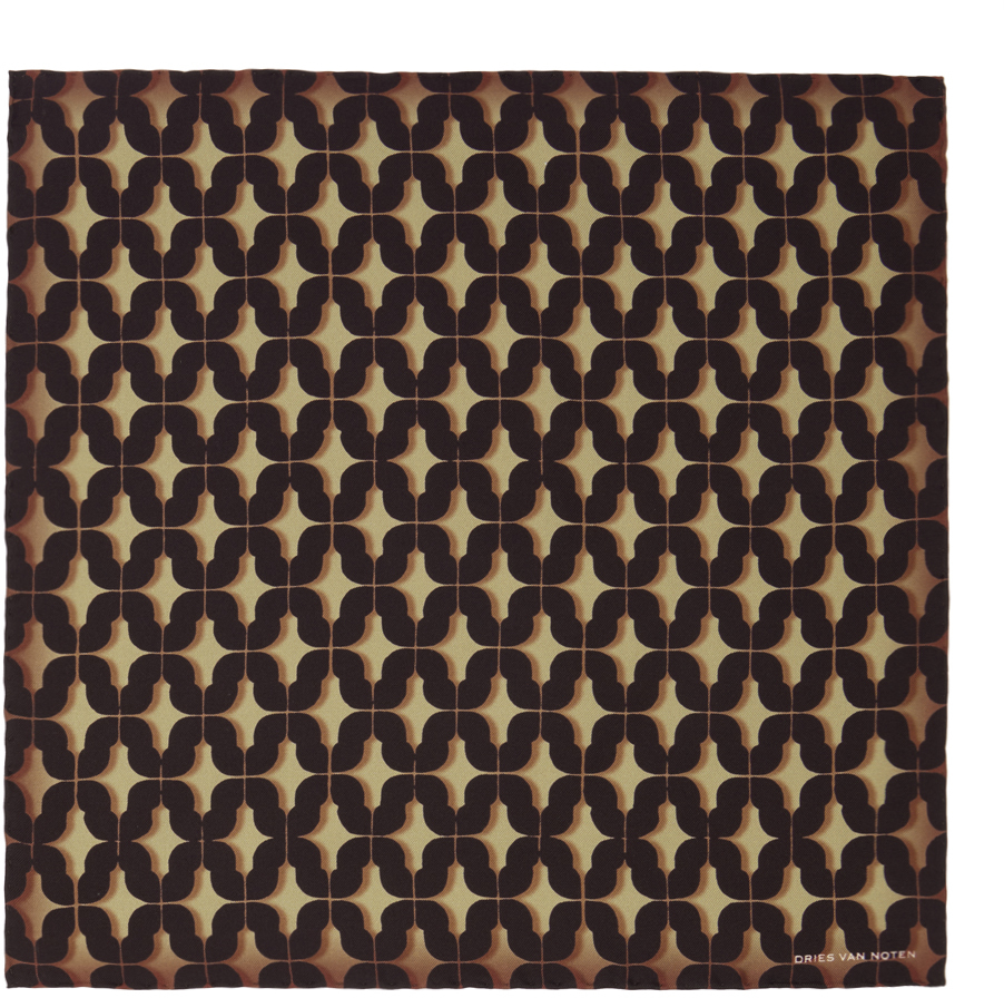 Dries Van Noten Brown Printed Pocket Square In 975 Dessin A