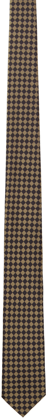 Dries Van Noten Beige & Brown Jacquard Tie In 900 Black