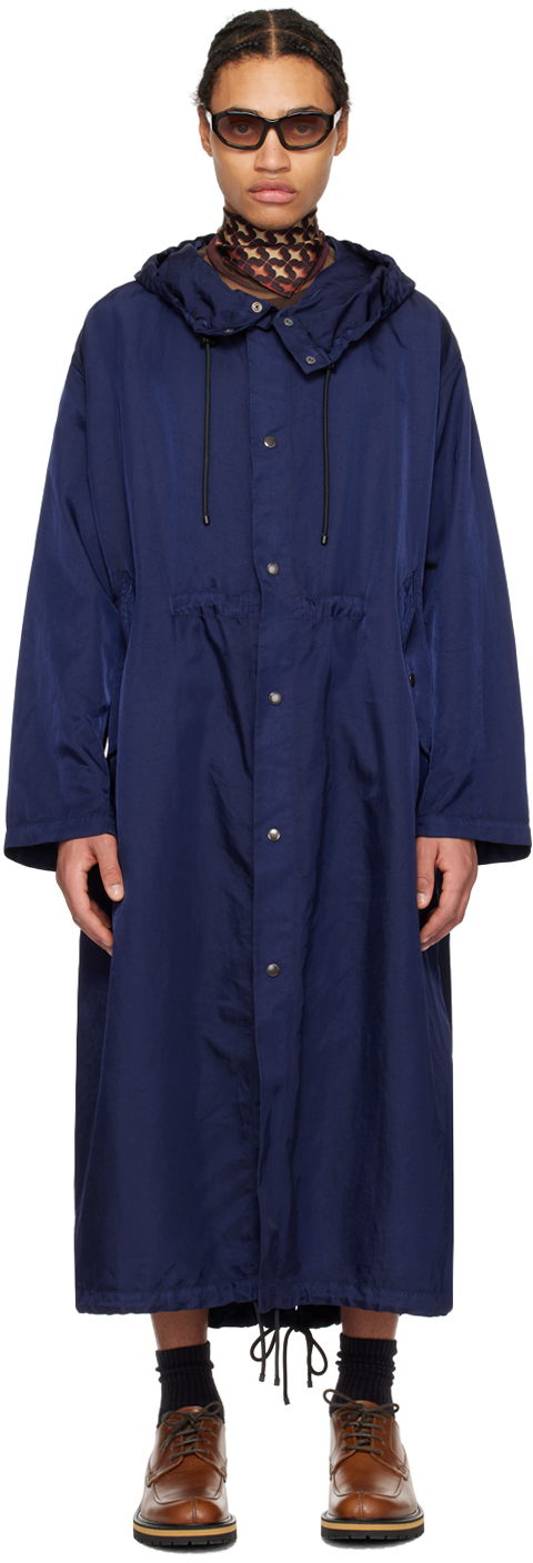 Shop Dries Van Noten Blue Garment-dyed Coat In 504 Blue