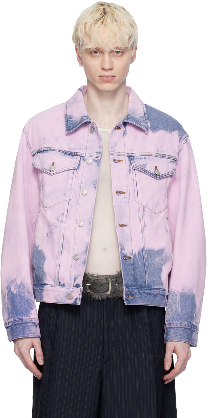 Shop Dries Van Noten Pink Garment-dyed Denim Jacket In 305 Pink
