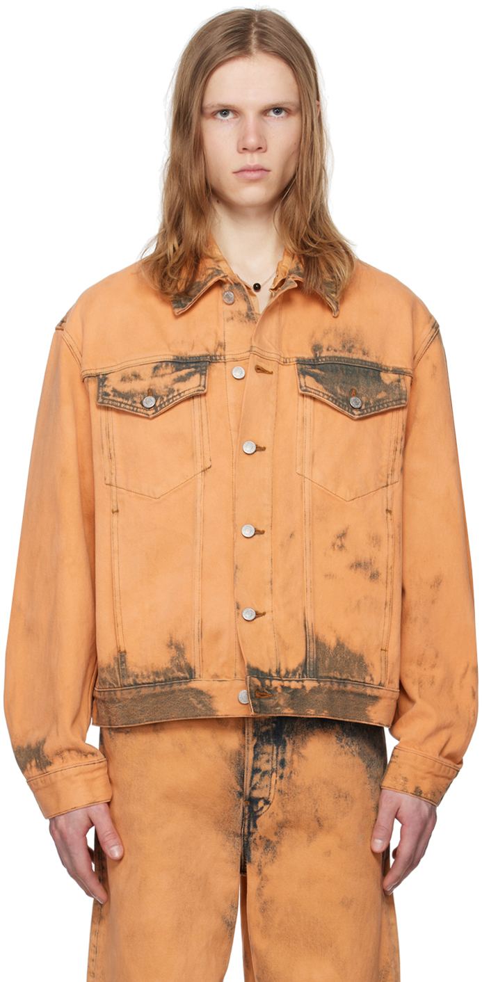 Dries Van Noten Orange Bleached Denim Jacket In 700 Light Rust