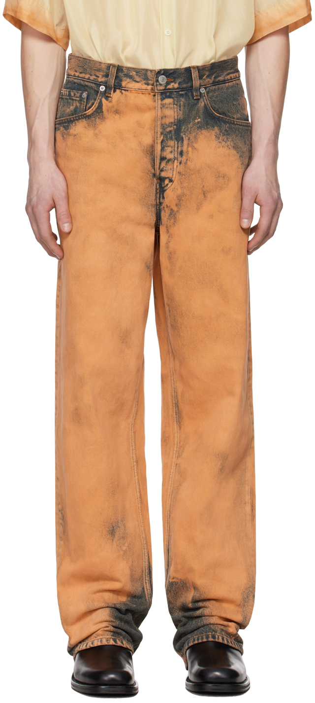Dries Van Noten Orange Bleached Jeans In 700 Light Rust
