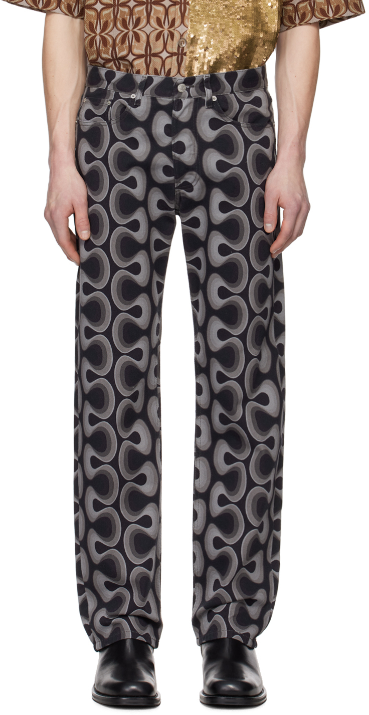 Dries Van Noten: Gray Printed Jeans | SSENSE