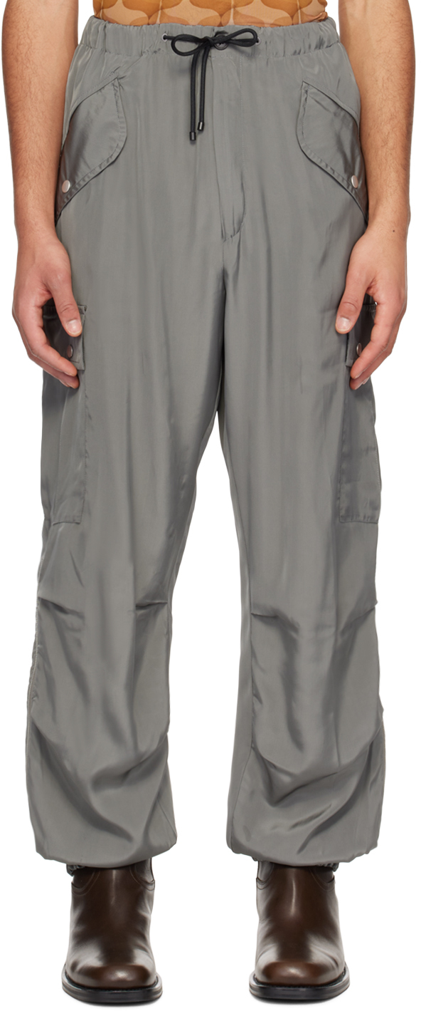Shop Dries Van Noten Gray Drawstring Cargo Pants In 802 Grey