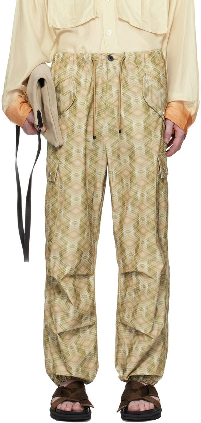 Burberry: Beige Embroidered Cargo Pants