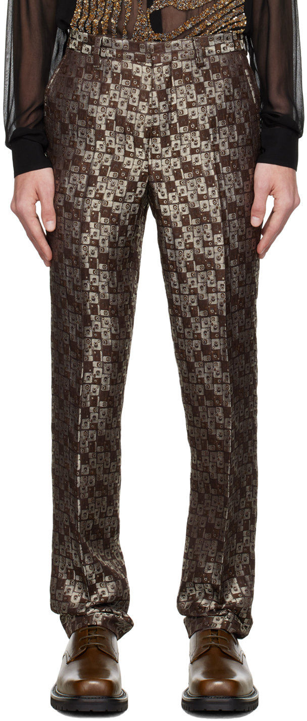 SSS World Corp Woven Monogram Western Track Pants Brown