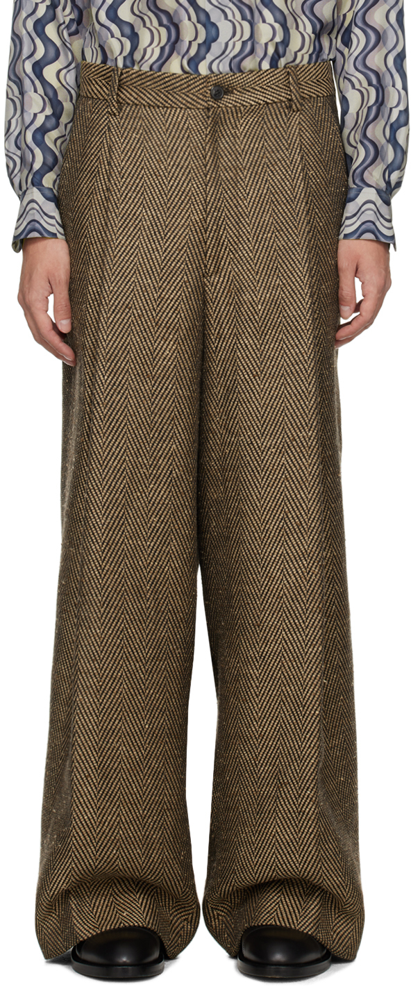 Brown Herringbone Trousers