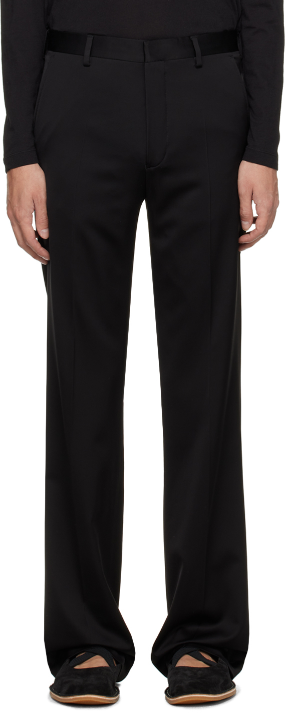 Black Creased Trousers by Dries Van Noten on Sale