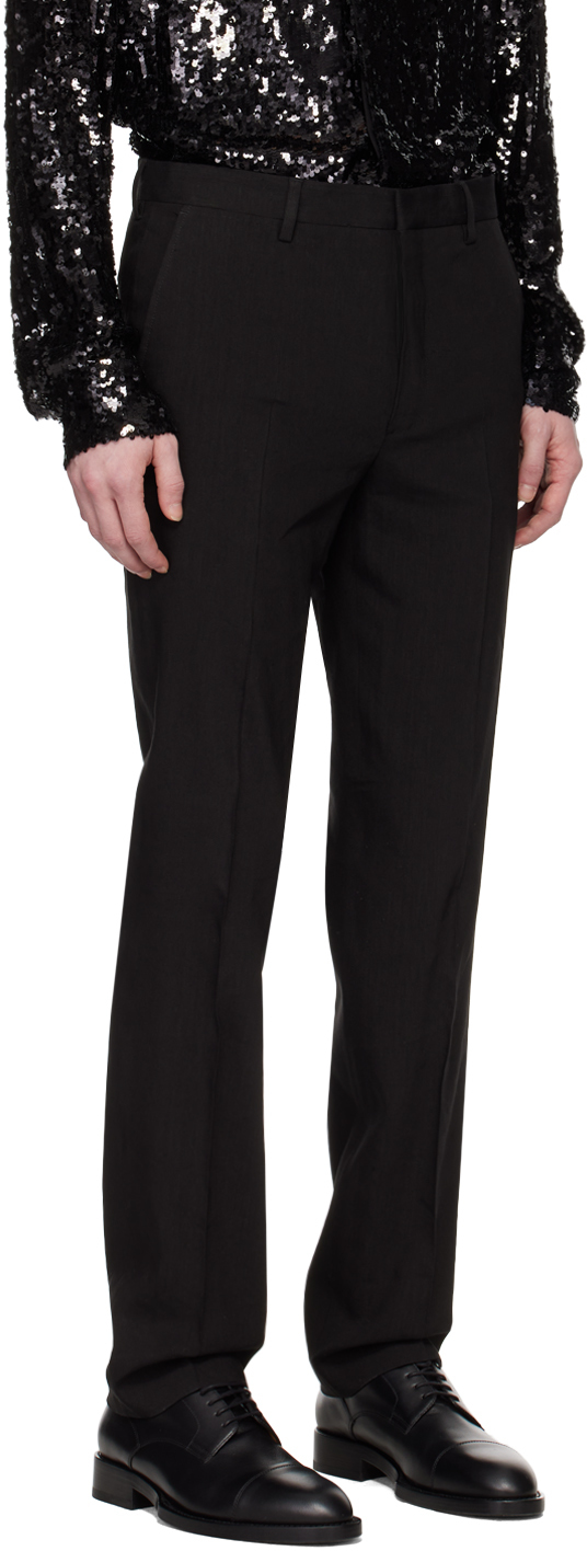 DRIES VAN NOTEN BLACK CREASED TROUSERS