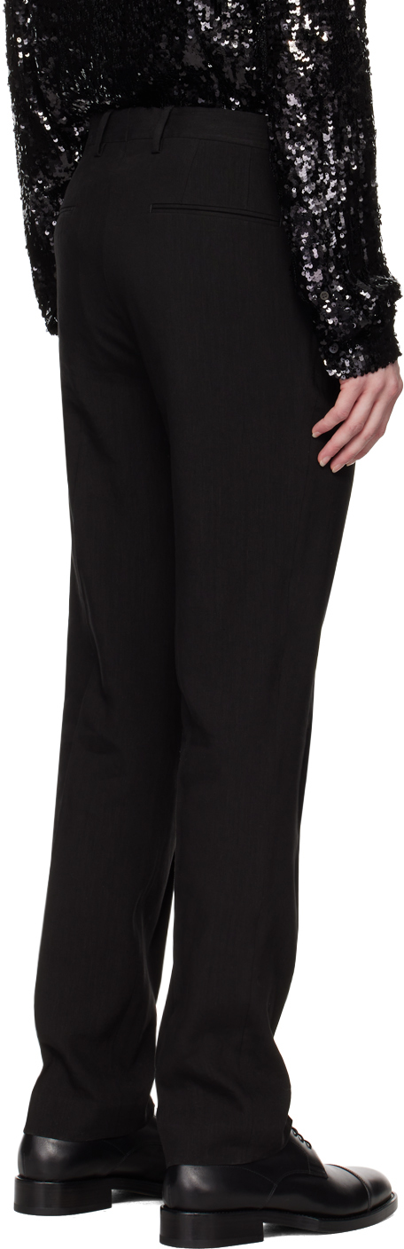 DRIES VAN NOTEN BLACK CREASED TROUSERS