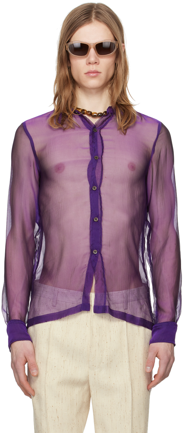 Dries Van Noten Purple Sheer Shirt In 401 Purple