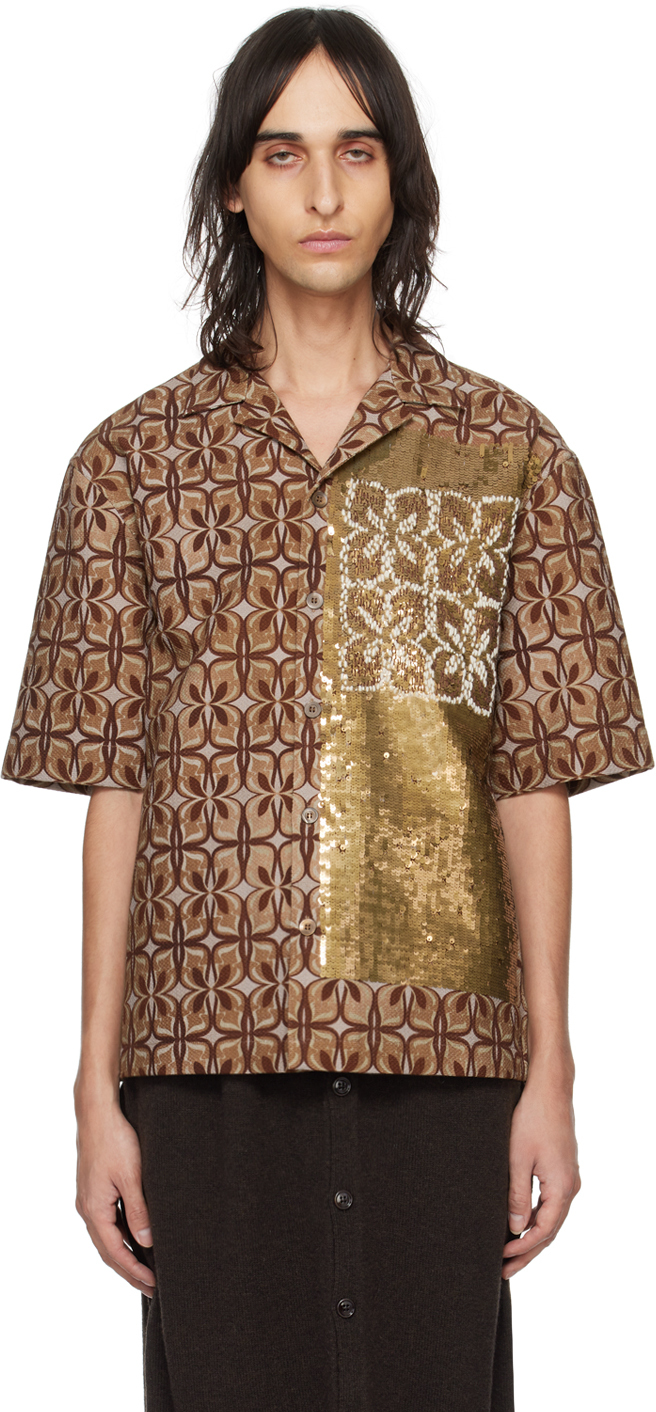Dries Van Noten: Brown Sequin Shirt | SSENSE