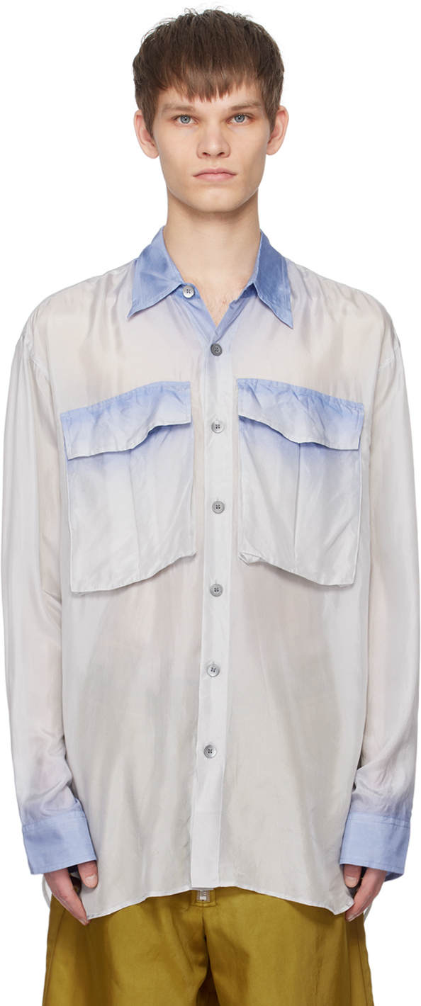 Dries Van Noten: Blue Oversized Shirt | SSENSE Canada