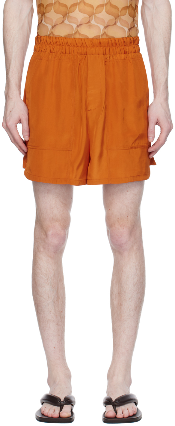 Shop Dries Van Noten Orange Three-pocket Shorts In 701 Rust