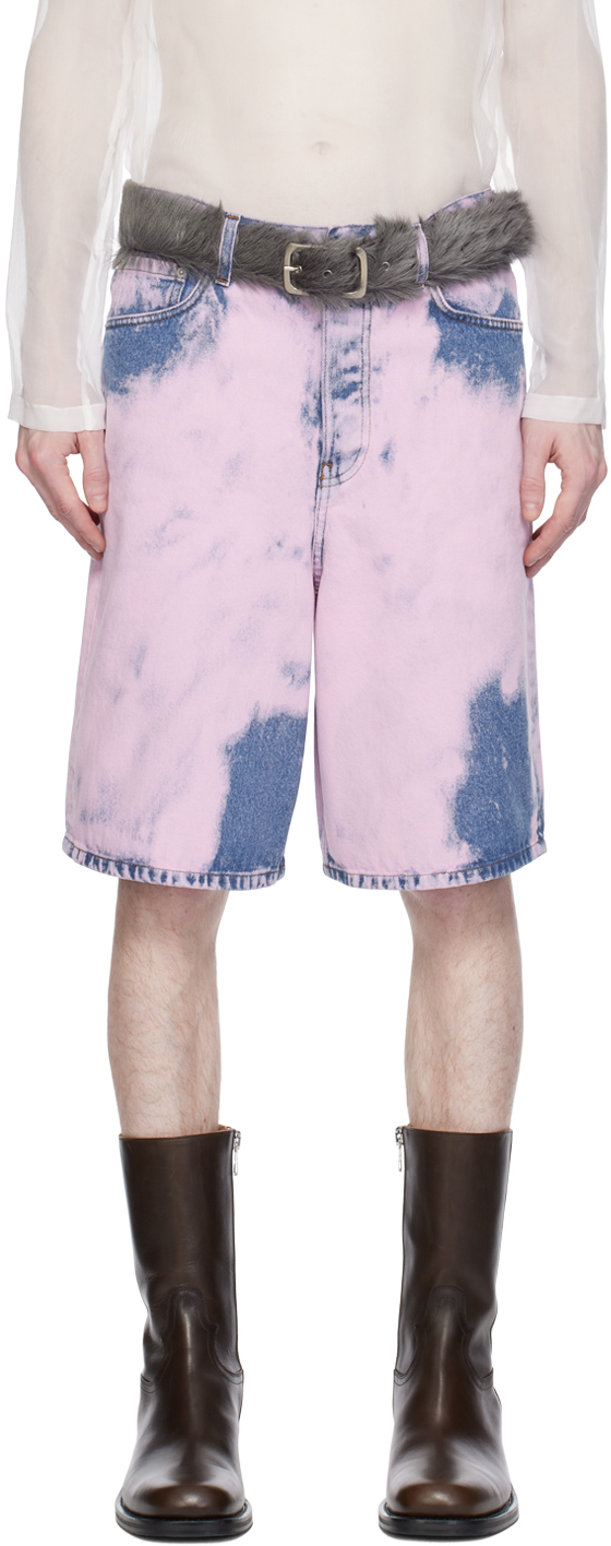 Pink Garment-Dyed Denim Shorts