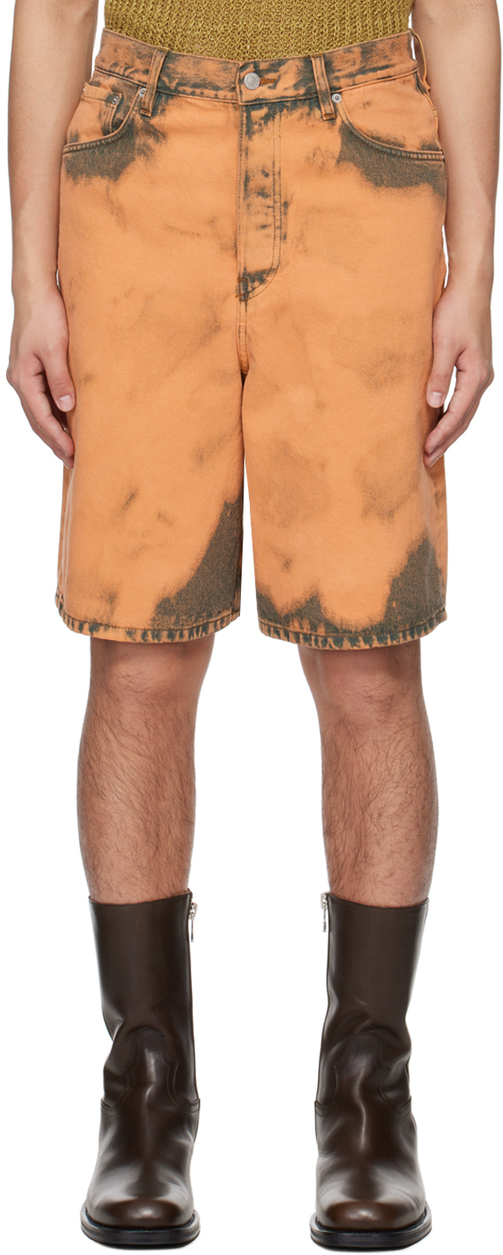 Orange Bleached Shorts
