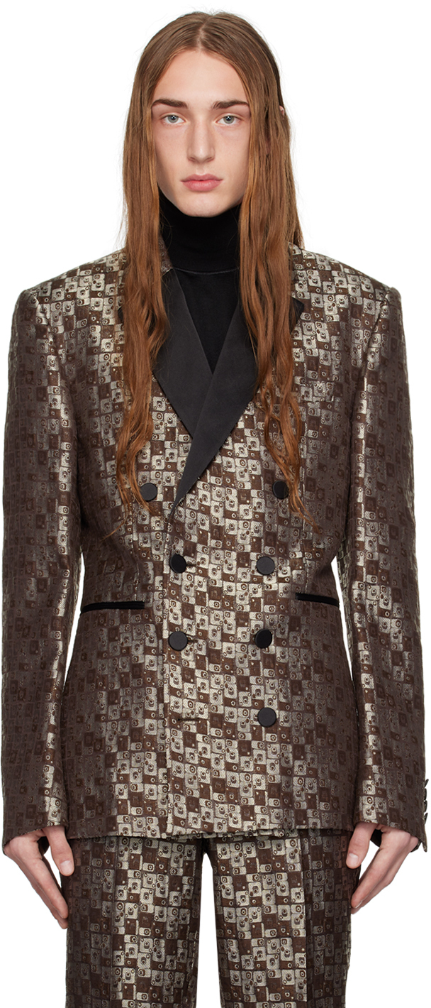Brown Double-Breasted Blazer