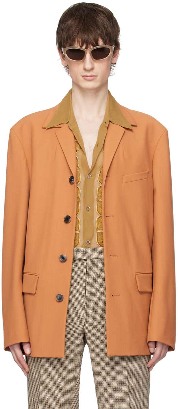 Dries Van Noten Orange Buttoned Blazer In Light Rust (700)