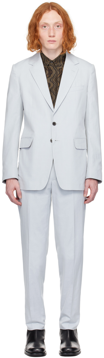 Dries Van Noten Blue Notched Lapel Suit