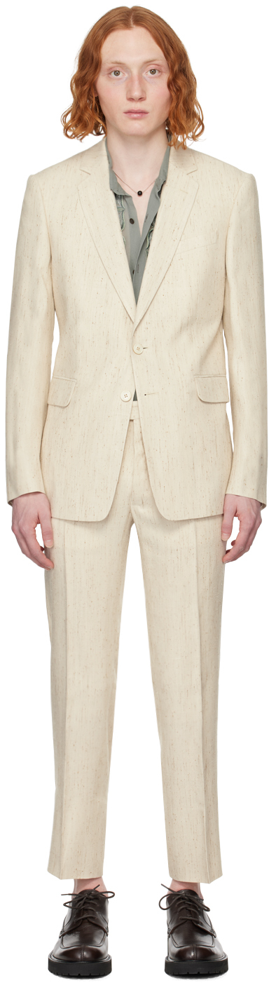 Beige Notched Lapel Suit