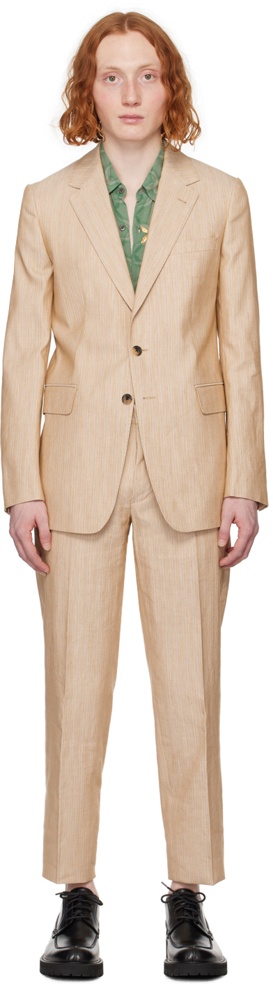 Dries Van Noten Tan Notched Suit In Light Rust (700)
