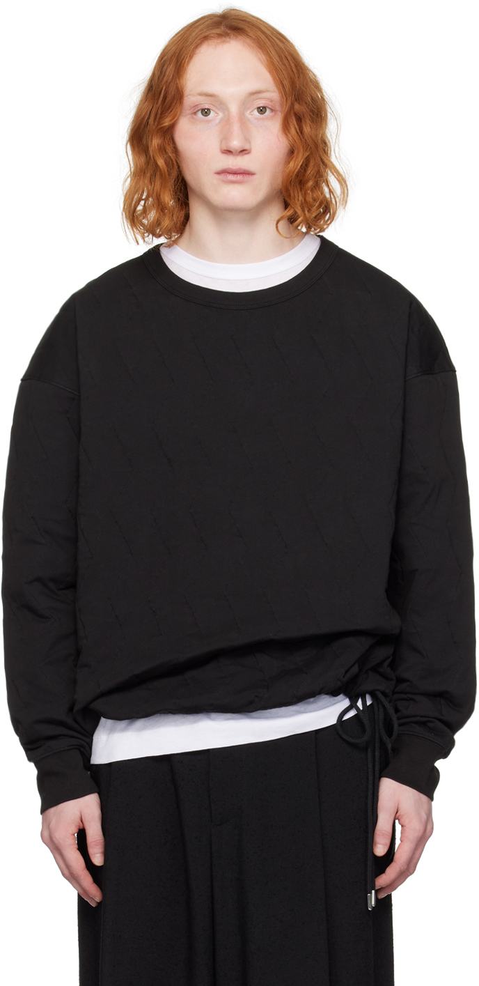 Dries Van Noten Black Quilted Sweatshirt In 900 Black