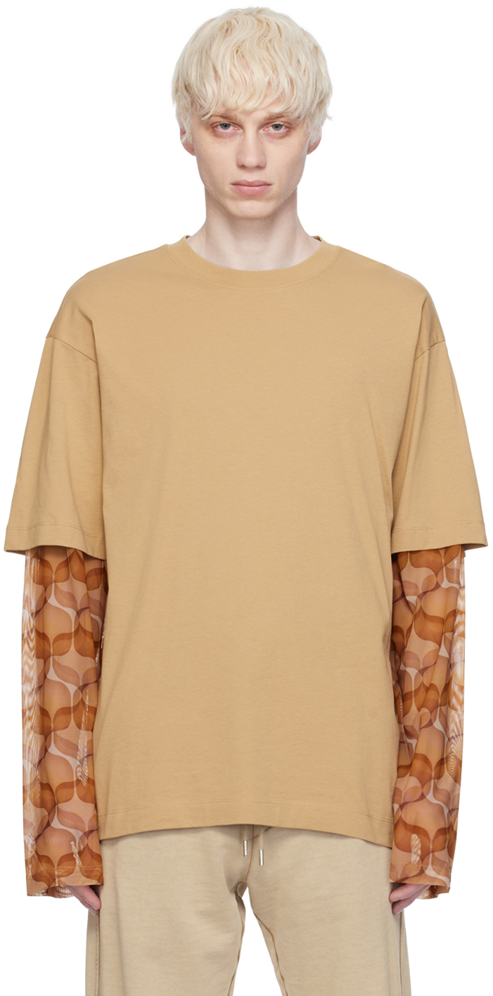 Taupe Layered Long Sleeve T-Shirt