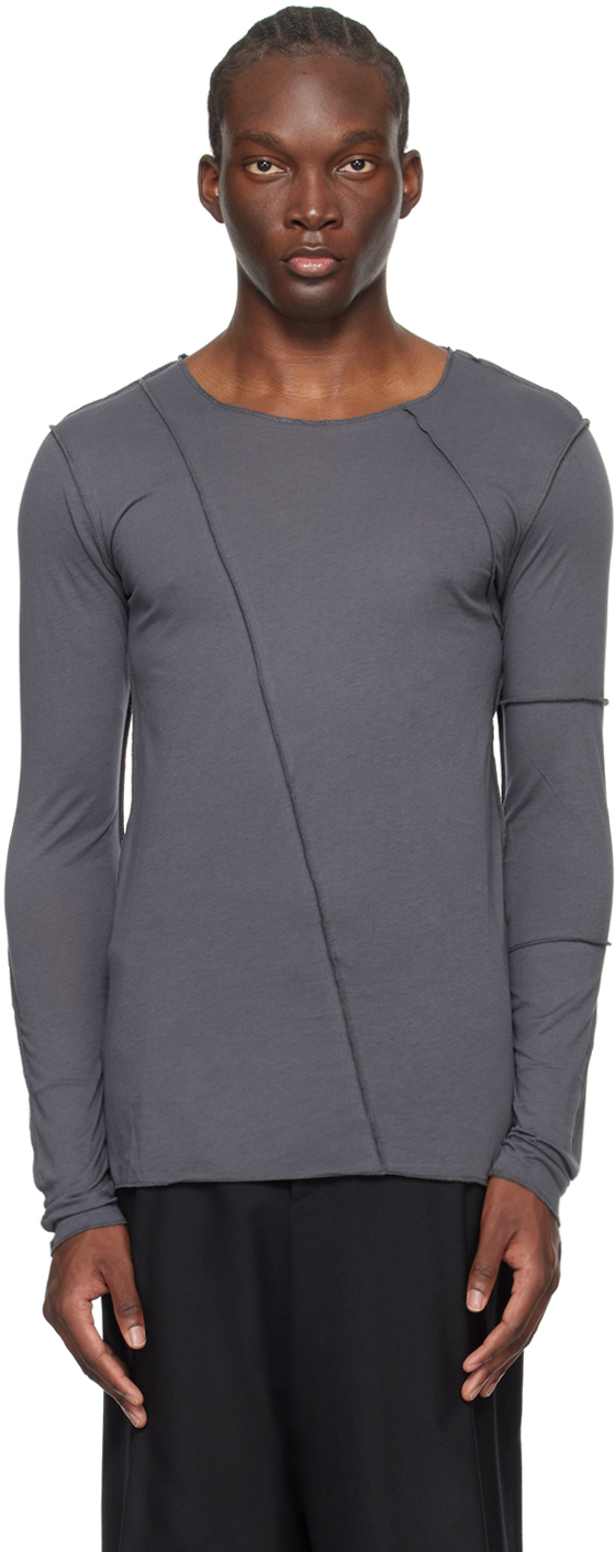 Gray Paneled T-Shirt by Dries Van Noten on Sale