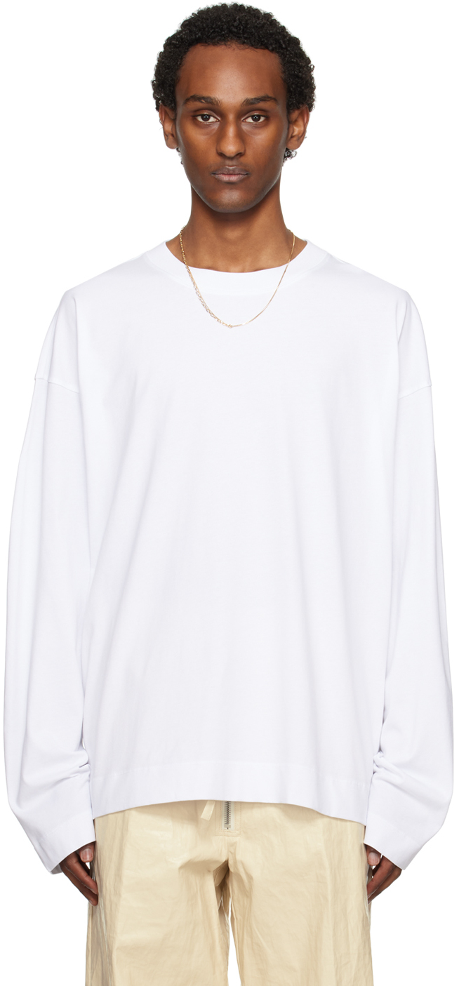 White Loose-Fit Long Sleeve T-Shirt