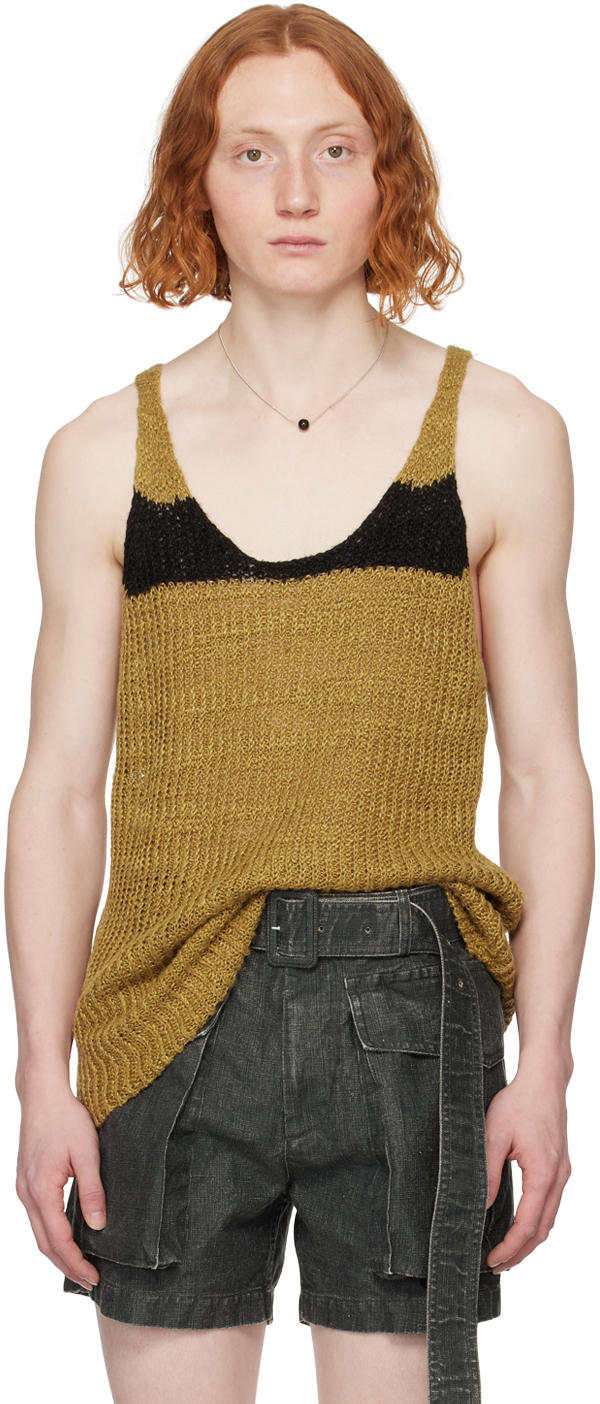 Dries Van Noten: Black Smocked Tank Top