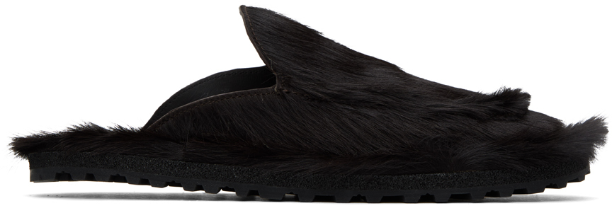 Dries Van Noten Brown Calf-hair Loafers In 704 Dark Brown