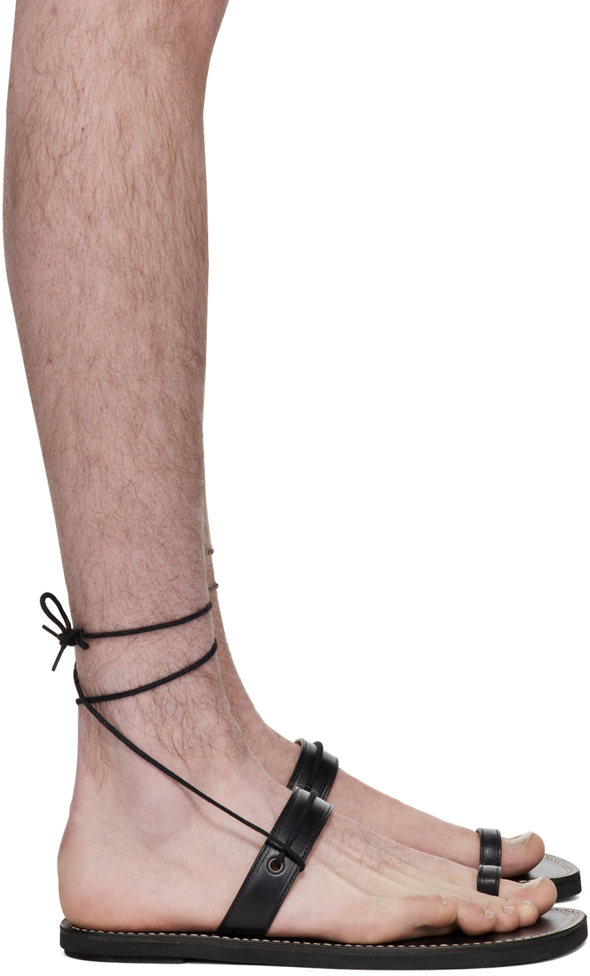 Shop Dries Van Noten Black Ankle Strap Sandals In 900 Black