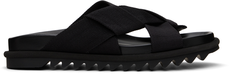 Dries Van Noten Black Criss-crossing Sandals In 900 Black