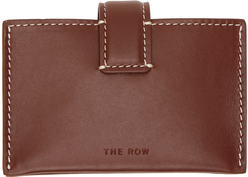The Row Brown Multi Card Holder In Cherry Wood Pld