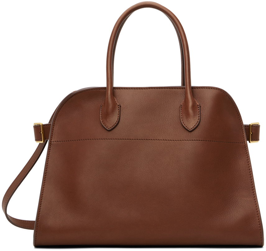 The Row: Burgundy Soft Margaux 12 Bag | SSENSE