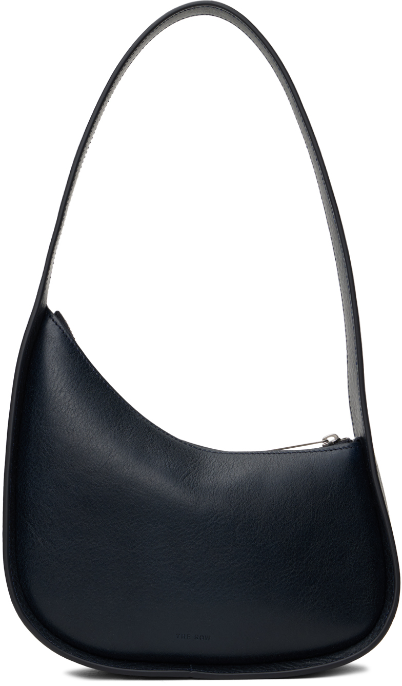 The Row Half Moon Leather Shoulder Bag In Virginia Blue Ans