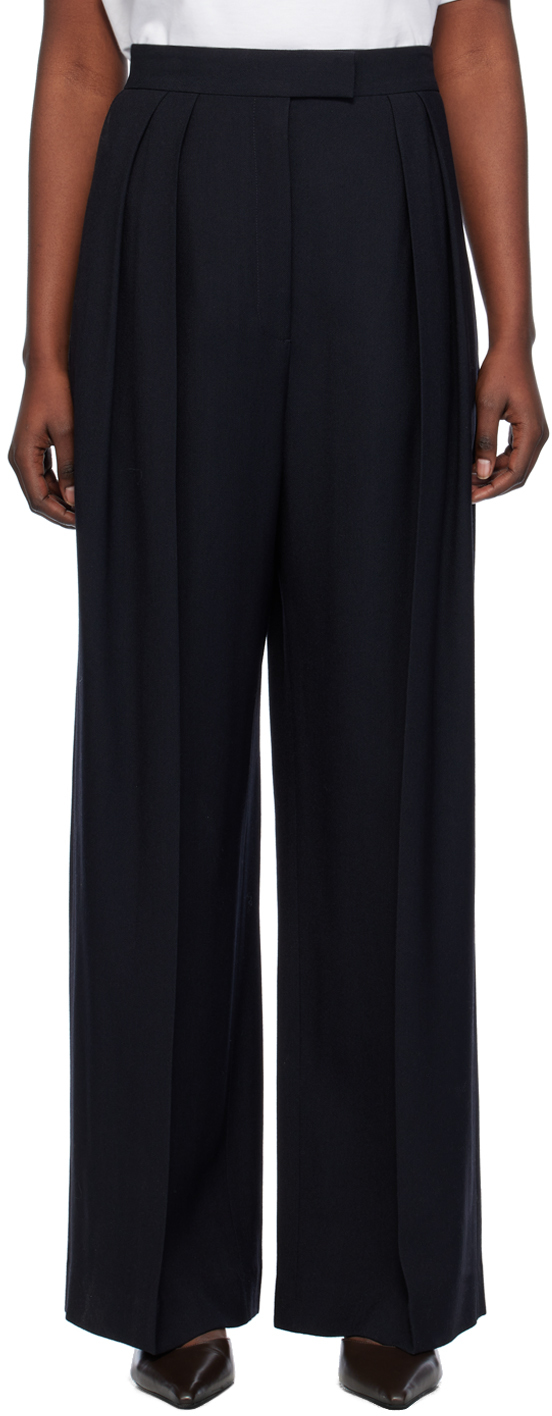 The Row Black Crissi Trousers In Night Sky