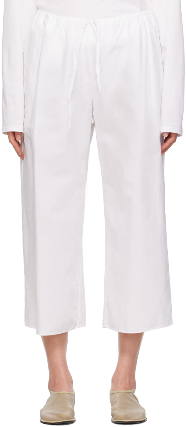 Shop The Row White Jubin Trousers In Off White