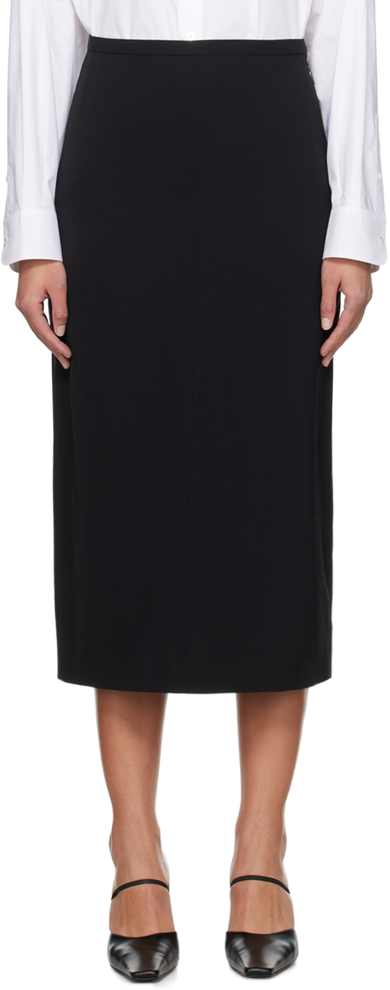 The Row: Black Matias Midi Skirt | SSENSE