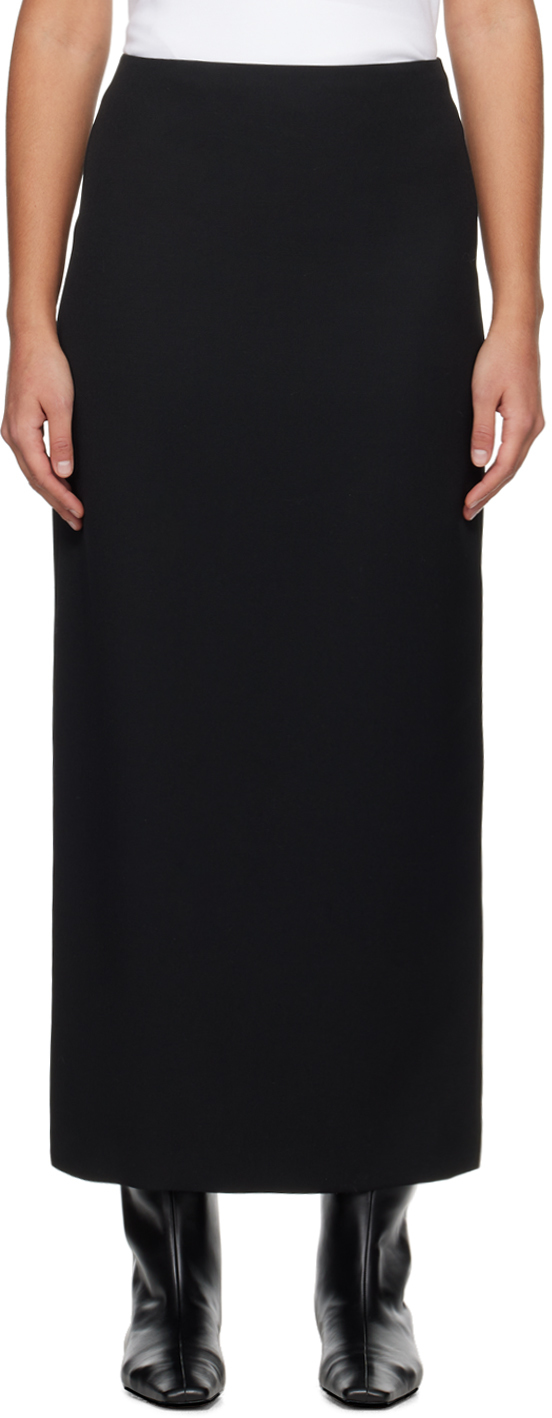 The Row Bartelle Grain De Poudre Wool And Mohair-blend Maxi Skirt In Black